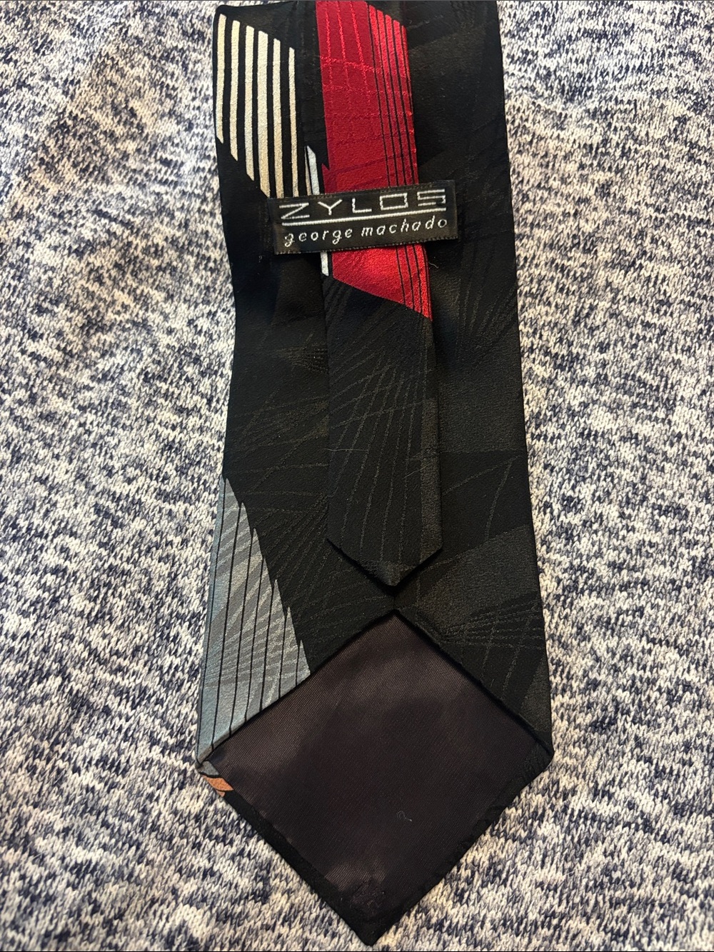 Zylos George Machado Black Tie with Red and Gray Accents